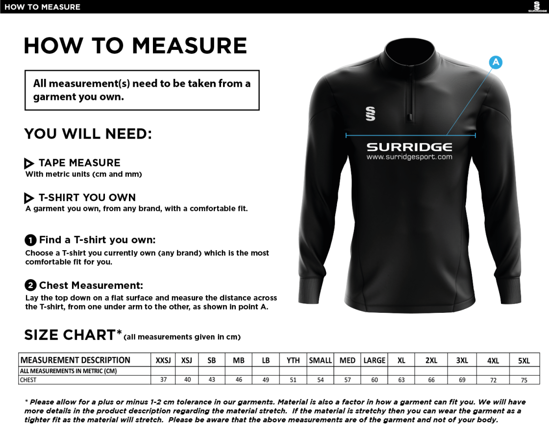 SIR THOMAS BOTELER SCHOOL WARM-UP PERFORMANCE TOP - Size Guide